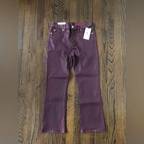 7 for all Mankind Women’s 29 High Waist Slim Kick Cropped Jeans in Ruby - NWT! - Picture 4 of 16